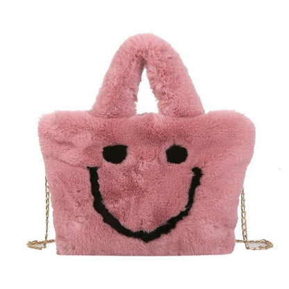 Women Smiley Handbag Buckle Shoulder Bag Soft Party Little Tote Purse Crossbody