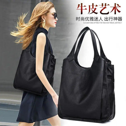 Women Genuine Leather Cowhide Shopper Bag High Grade Ladies Handbag