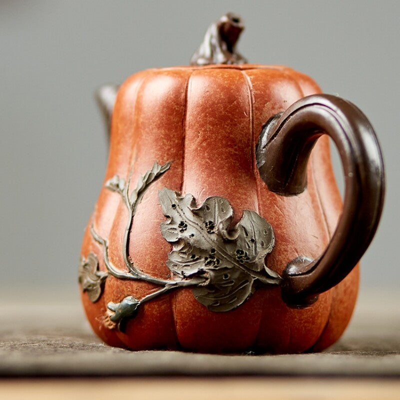 460ml Handmade Tea Pot Real Yixing Zisha Duan Clay Pot Traditional Craft Pumpkin