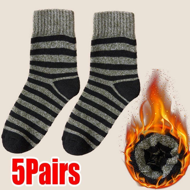 Men Socks 5Pairs Terry Fabrics Winter Woolen Merino Thick Thermal Warm Sportwear