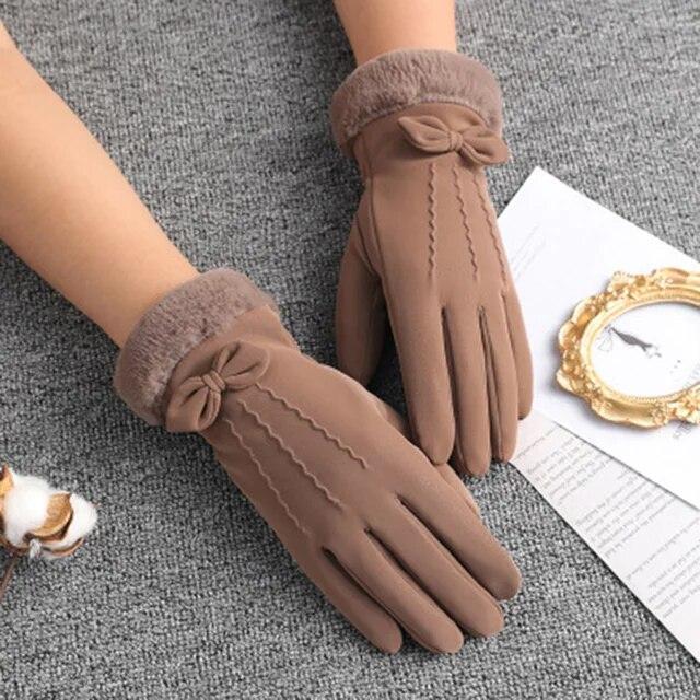 New Womens Cycling Cashmere Sheepskin Winter Warm Blue Short Gloves Nine Colors