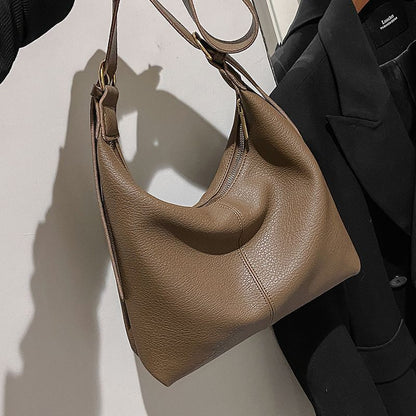 Single Shoulder Bag Fashionable Bag Solid Color Leather Single Shoulder Bag 1 PC