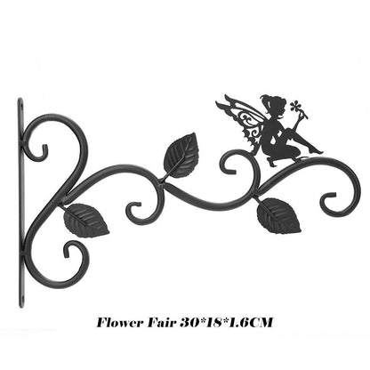 Wall Mounted Bracket Metal Flower Basket Bird Pattern Holder Hanger Rustic Hooks