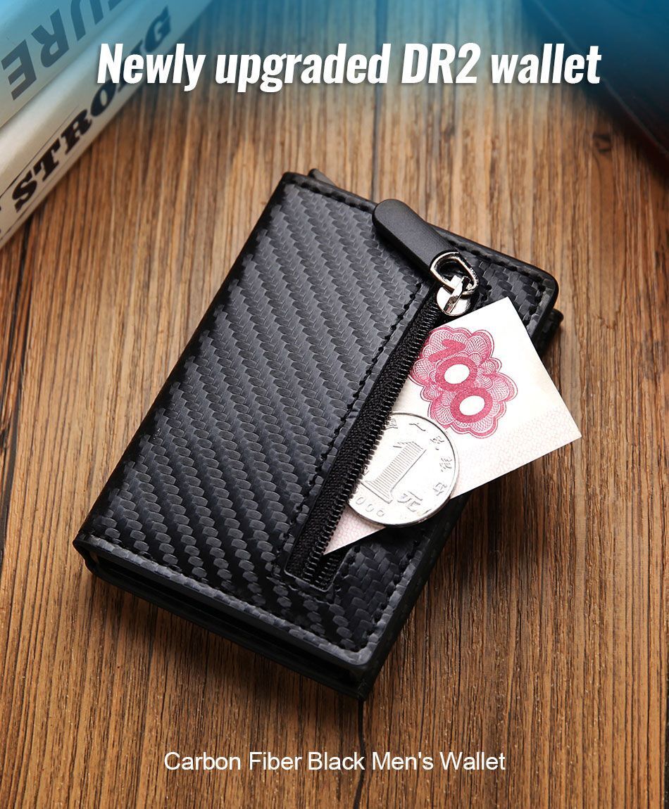 Anti Rfid Magnet Men Wallets Carbon Fiber Card Holder Money Bag Black Wallet 1PC
