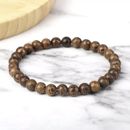 8mm Natural Wooden Beads Bracelet Tibetan Buddha Rosary Handmade Lucky Bracelets