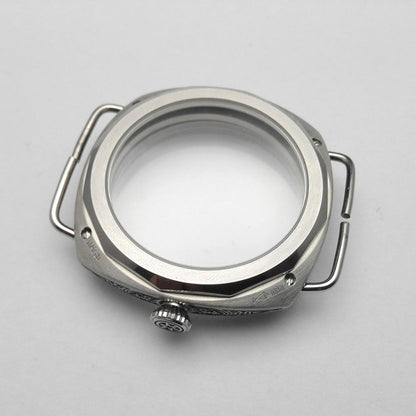 Steel Black Carving Mineral Glass For ETA 6497 6498 For Seagull ST36 Movement