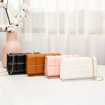 Synthetic Leather Shoulder Bag Chain Rhomboid Crossbody Purse Handbag Polyester