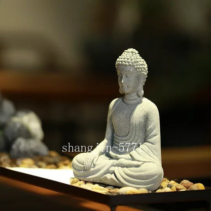 Little Buddhist Monks Tibetan Buddhism Figurines Buddha Stone Statue Garden Car