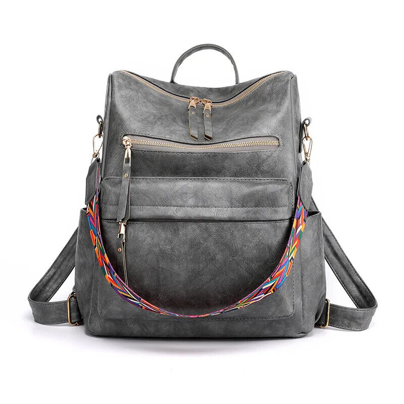 Women Backpack Purse Ladies Travel College Shoulder Bags with Colorful Strap