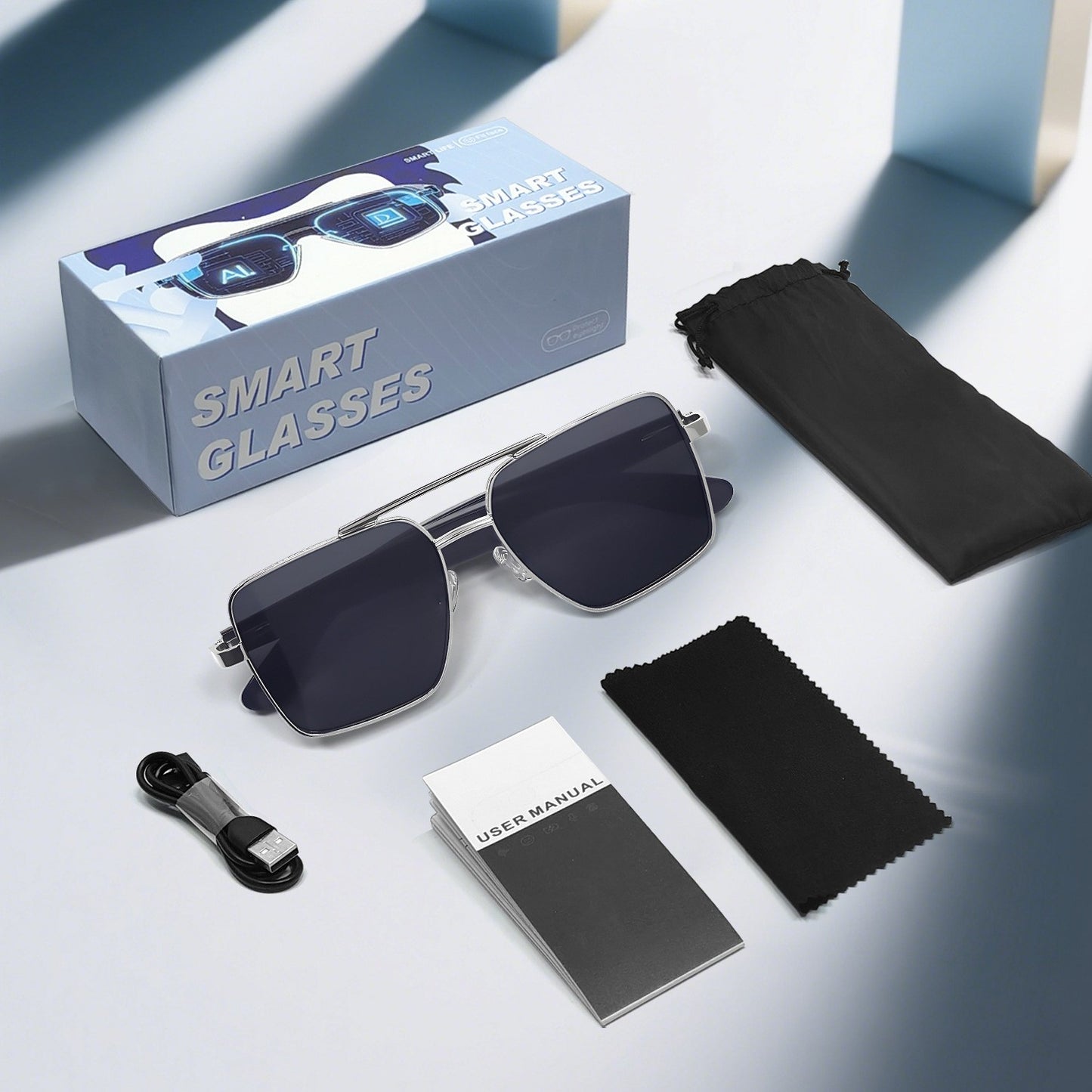 New fashion Bluetooth audio smart glasses Sunglasses Open earbuds 2 speakers