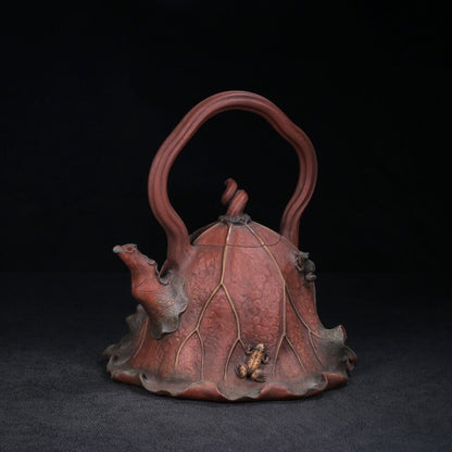 Chinese Yixing Zisha Clay Handmade Exquisite Teapot （荷叶 底款：汪寅仙）