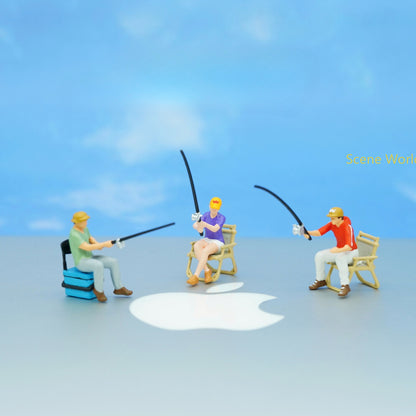 1:64 Scale Figure Model Fishing Sports Scene Display Layout Doll Model