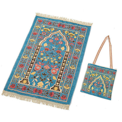 Pilgrimage Carpet Muslim Rug With Bag Kneeling Liturgical Blanket Worship Mat