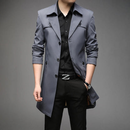 Spring Autumn Men Business Windbreaker Coat Mens Single Breasted Outerwear