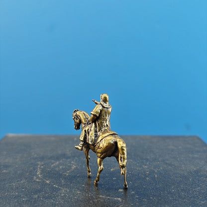 1.1 inch Solid Brass Vintage Genghis Khan Small Statue Rockery Bonsai Ornaments