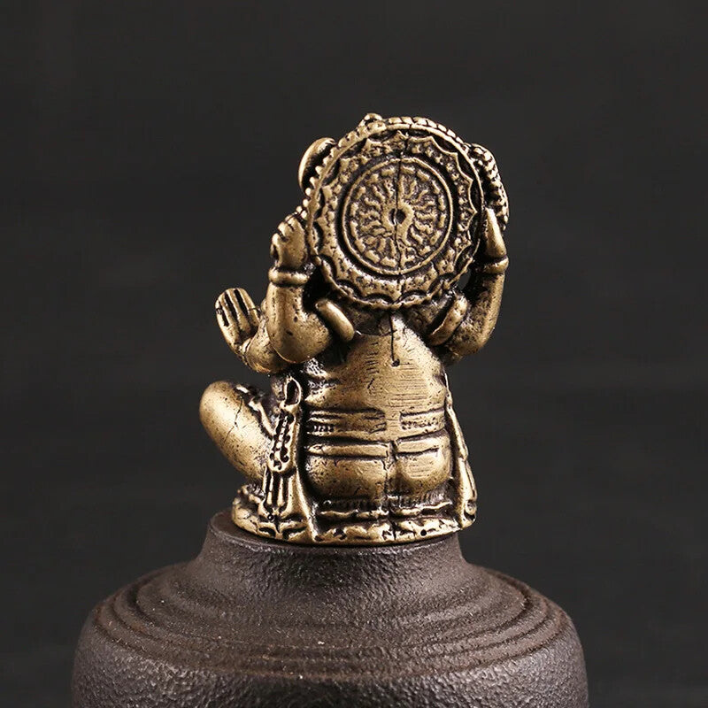 Brass Thailand Elephant God Small Statue Southeast Asia Copper Buddha