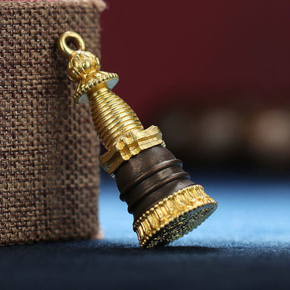 Statue Pagoda Brass Stupa Tower Buddhism Sculpture Pendant Charms Model Decor 1x