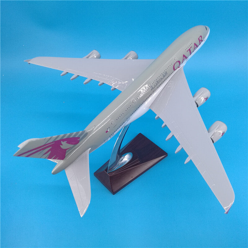 36CM 1:202 QATAR AIRBUS A380 A7-APC Passenger Plane Plane Aircraft Resin Model