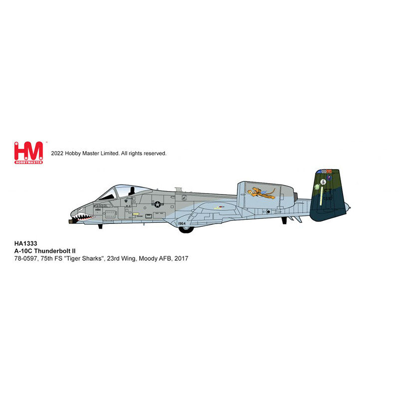 HM American A10 Attack aircraft Model A-10C 75th Fighting Tiger Shark Squadron