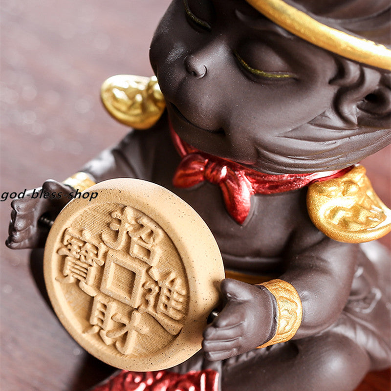 Monkey Statue Yixing Zisha Tea Pet Small Size Safety Wealthy Symbol Purple Clay