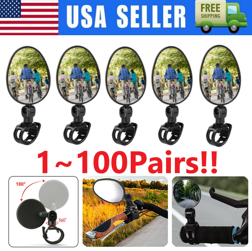 2Pcs Bike Mirror Rotaty Round MTB Road Handlebar Bicycle Rear View Glass Cycling