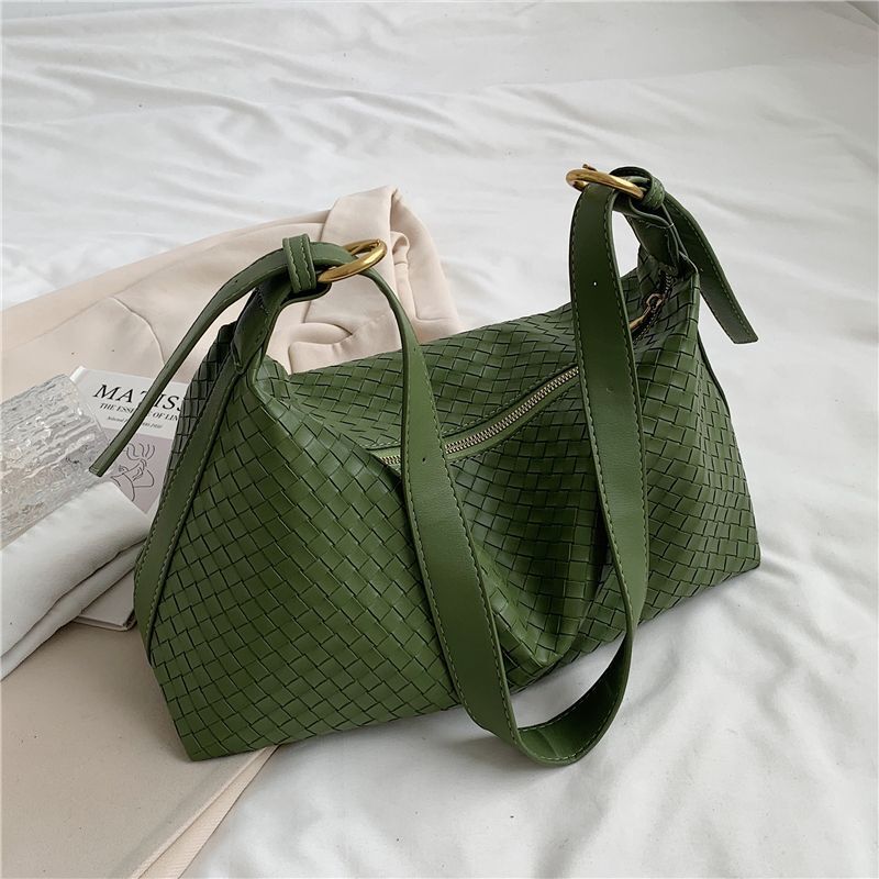 Woven Pattern Crossbody Shoulder Bags Wide Strap Large Capacity Hobo Handbags