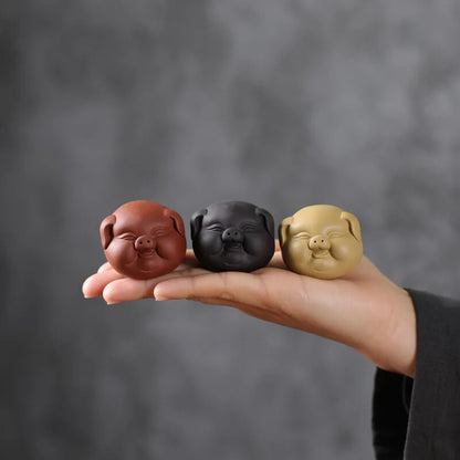 Tea Pet Purple Clay Lovely Pig Ornament Small Tea Pets Tea Table