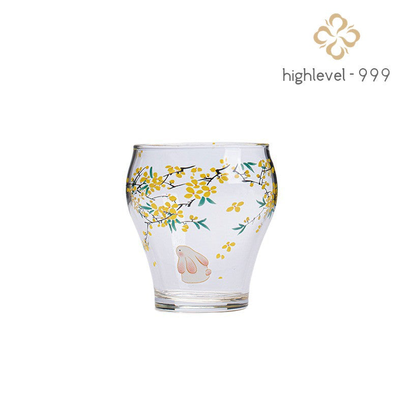 230ml Heat-resistant Glass Handpainted Osmanthus Rabbit Teacup Master Cup