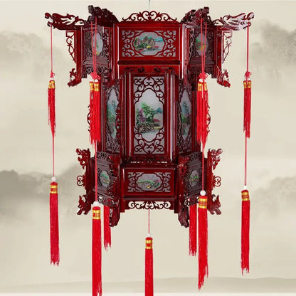 Palace Lantern Carved Wooden Chinese Lantern Balcony Red Outdoor Decoracion