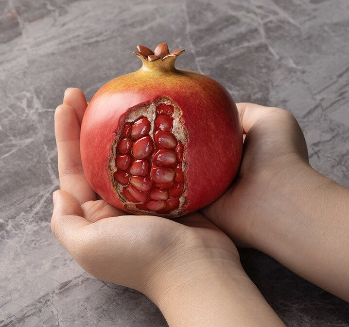 Brass Color Pomegranate Statue Paperweight Chinese Calligraphy Fruit Table Decor