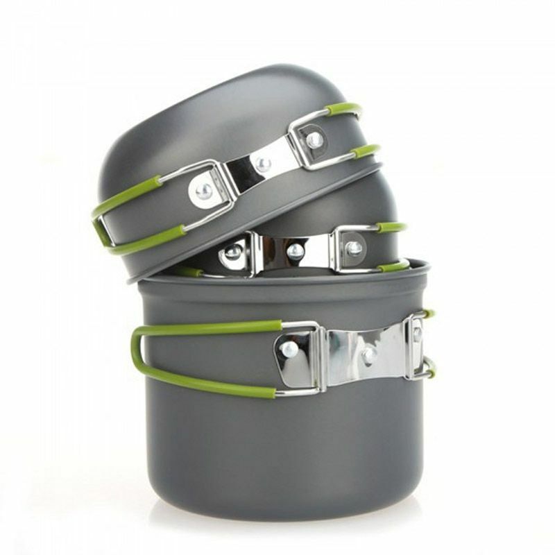 4pcs/Set Non-Stick Aluminum Cookware Set Pot Bowl Outdoor Camping Cooking Picnic