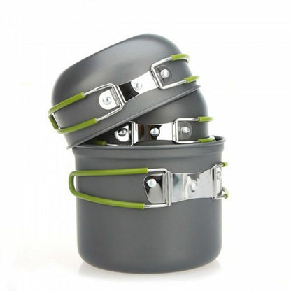 4pcs/Set Non-Stick Aluminum Cookware Set Pot Bowl Outdoor Camping Cooking Picnic