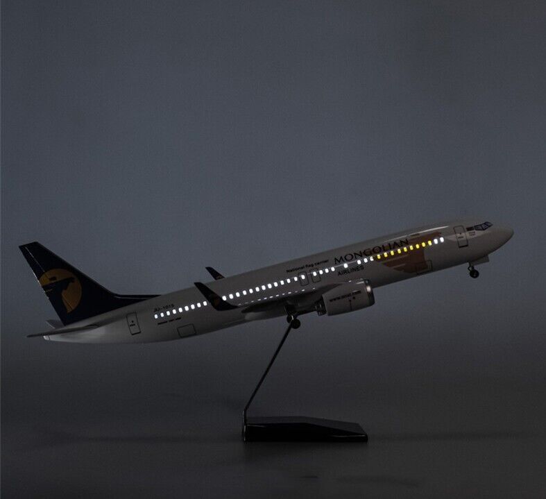 47CM MONGOLIAN AIRLINES BOEING 737 Plane Led Sound-controlled Light Resin Model