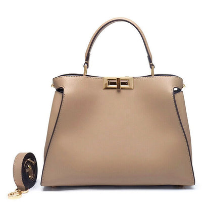 28/32cm Trapezoid Real Leather Tote Handbag Purse Fashion Shoulder Bag Briefcase
