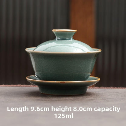 Crackled Glaze Ceramics Gaiwan 125ml 4.1oz Heat-resistant Chinese Kungfu Tea Set