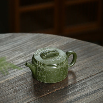 Tea Pot Handmade Carved Hanwa Pot Big Opening Mouth Marked Yixing Zisha Clay New