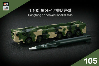 1:100 Dongfeng 17 Conventional Missile Diecast Alloy Simulation Model 16cm