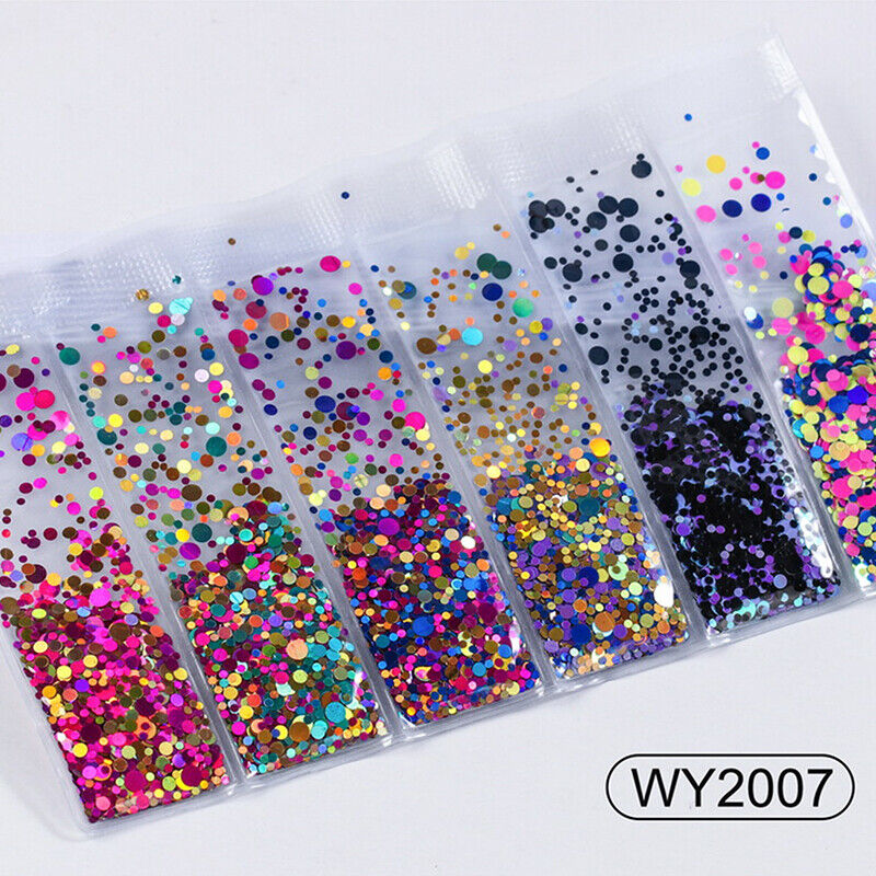 6 grids/bag Nail Art Sequins Colorful Nail Polish Flakes Foils For ManicurSE