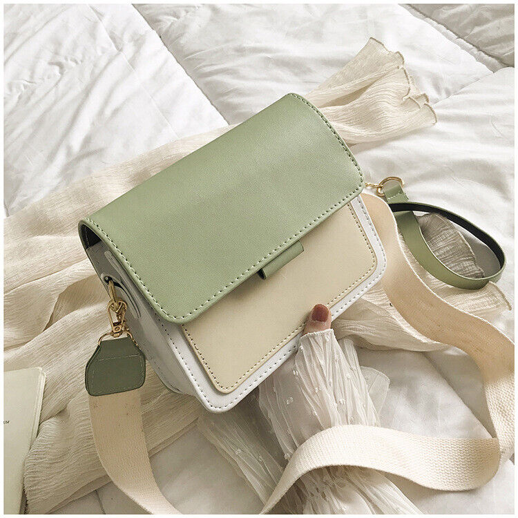 Fashion Simple Travel Handbag Female Contrast Color Leather Crossbody Bags Girls