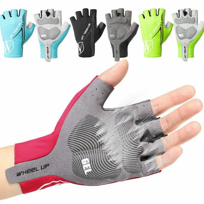 Unisex Cycling Gloves Wheel Up Bike Gel Half Finger Wears Finger Outdoor Sport