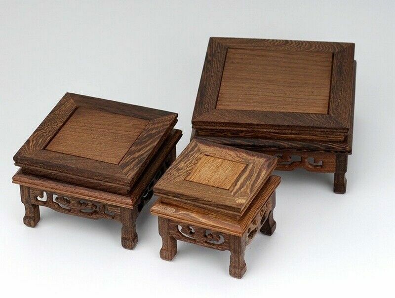 Bonsai Teapot Stone Plant Flower Rack Square Legged Wenge Wood Fishbowl Stand