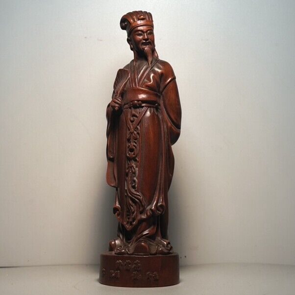 Chinese Boxwood Carved Figure Statue Ornaments Wooden Figurine Artwork Collector