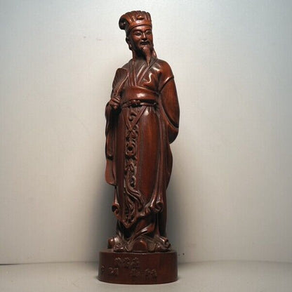 Chinese Boxwood Carved Figure Statue Ornaments Wooden Figurine Artwork Collector