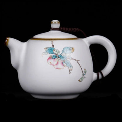 Ru Kiln Moon White Teapot Ceramic Ru Porcelain Open Teapot Retro Kung Fu Tea Set