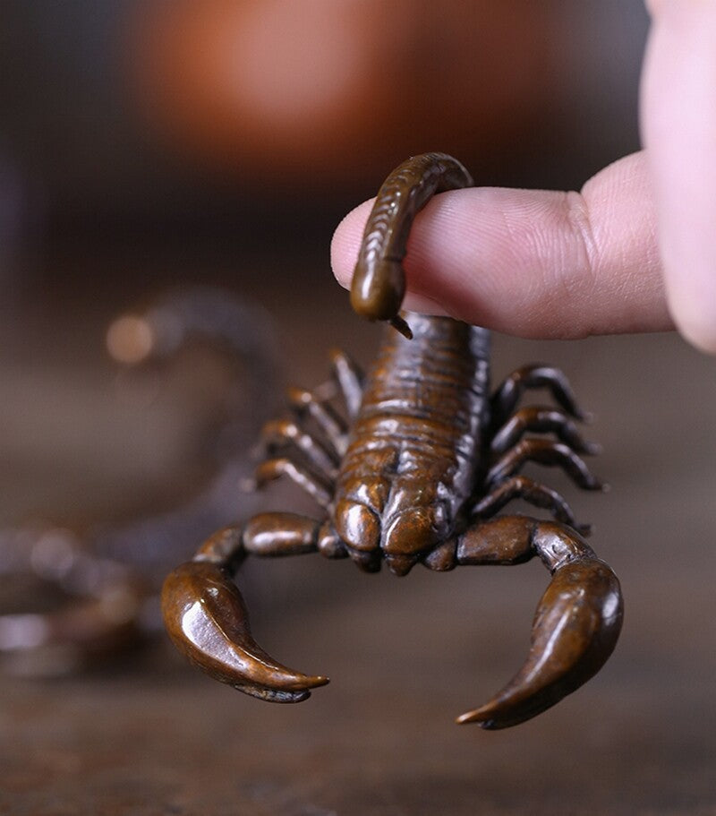 2.04" Solid Brass Scorpion Statue Animal Figurines Tea Pet Decor