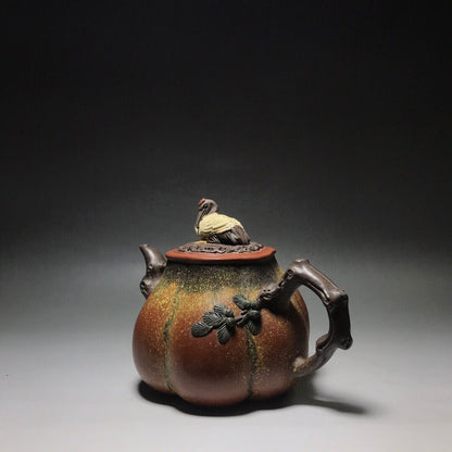 Chinese Yixing Zisha Clay Handmade Exquisite Teapot （松鹤延年 底款：汪寅仙）