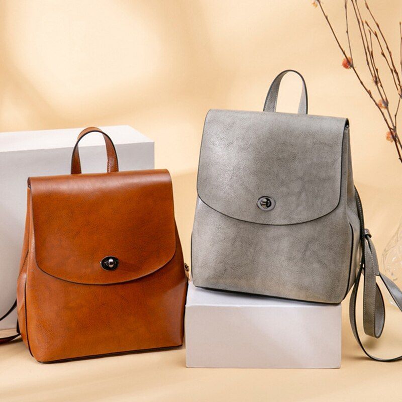 High Quality Genuine Leather Backpack Daypack Knapsack Vintage Cowhide Rucksack