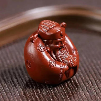 Purple Clay Tea Pet God of Wealth Figure Decor 4.5cm Tea Table Ornaments Tea Set