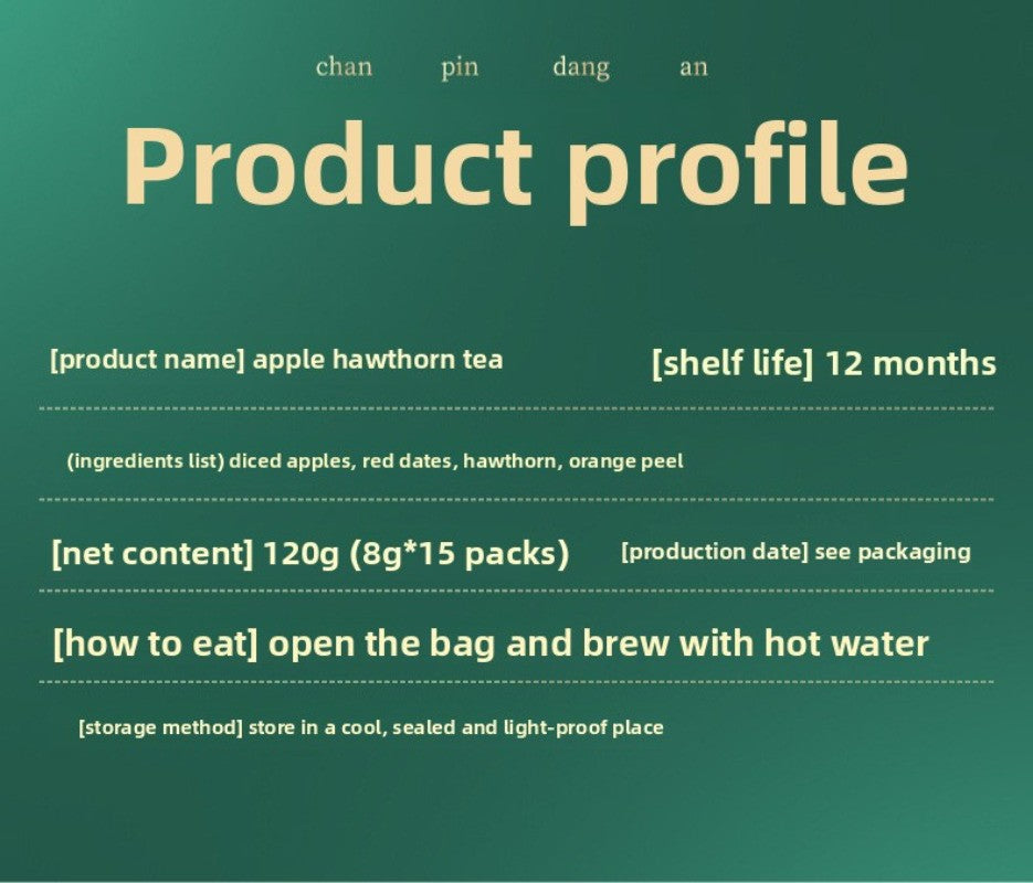 120g Premium Apple Hawthorn Tea Digestion Aid Health Preservation Tea Bag