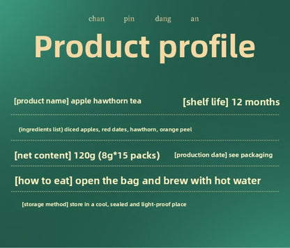 120g Premium Apple Hawthorn Tea Digestion Aid Health Preservation Tea Bag